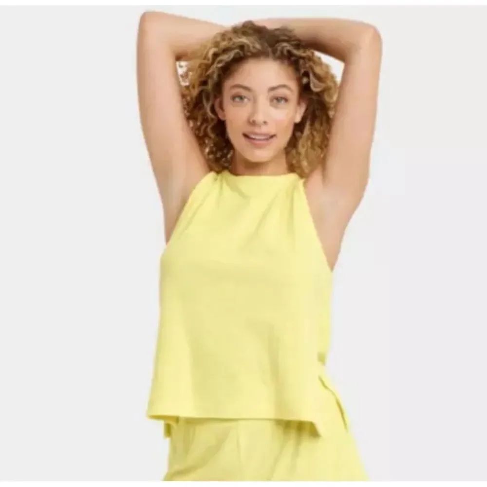 NWT SzL A New Day Terry Slit Side Yellow Tank Top